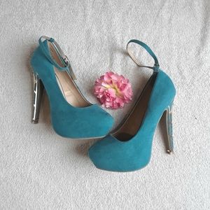 Blue Heels w/ Gold Accents